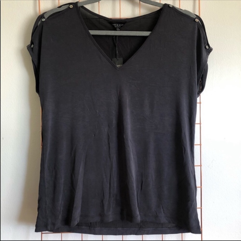NWT ⋆ Lucky Brand | Grey Button Sleeve Tee